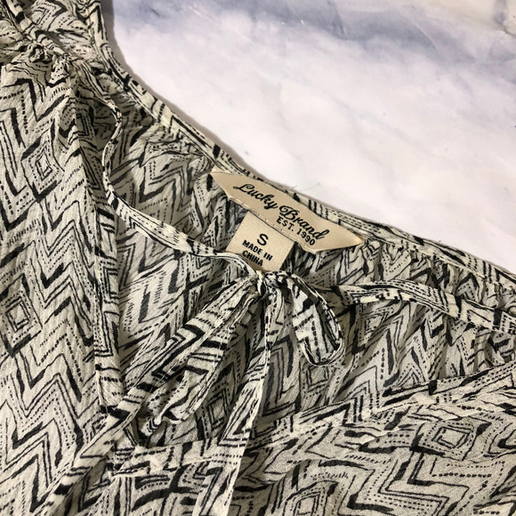 Lucky Brand Black & White Sheer Peasant Blouse - Picture 3 of 5